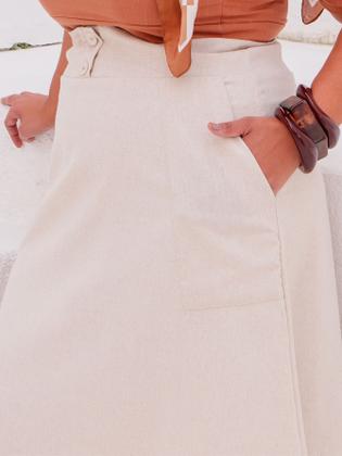Imagem de Saia Midi De Linho Plus Size Elegante