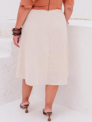 Imagem de Saia Midi De Linho Plus Size Elegante