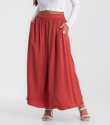 Imagem de Saia Midi Endless Tencel Twill Feminina Marrom