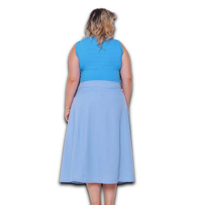 Imagem de Saia Midi Evasê Plus Size Linho com Recorte nas Laterais