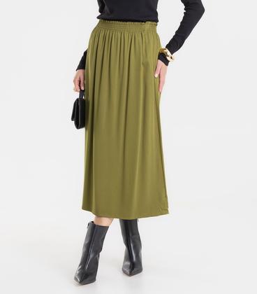 Imagem de Saia Midi Feminina Em Viscose Sarjada Rovitex Verde