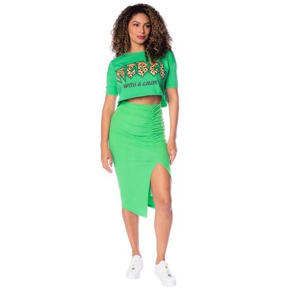 Imagem de Saia Midi Feminina Nega Rio com Franzido Verde