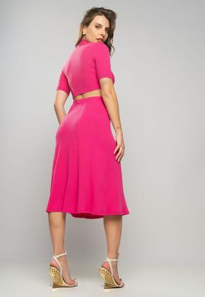 Imagem de Saia Midi Godê Canelada Pink Salvatore