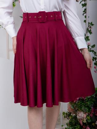 Imagem de Saia Midi Godê Social Elegante com Cinto Evangélico