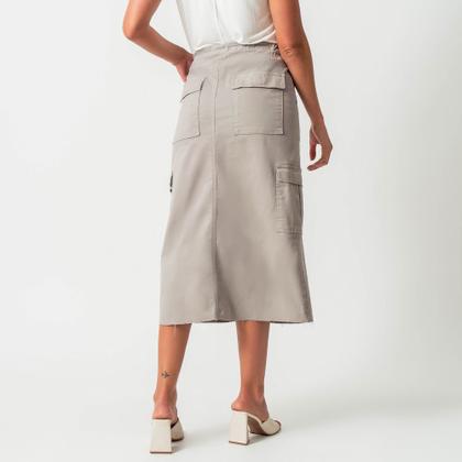 Imagem de Saia Midi Jeans Color Cargo Fenda Frontal