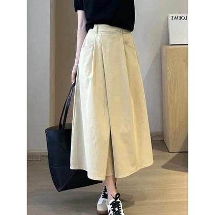 Imagem de Saia Midi plus Size Em a Com Bolso, Cor Sólida, Casual, Para Mulheres 2026