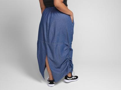 Imagem de Saia Midi Vista Magalu Jeans Parachute Denim City