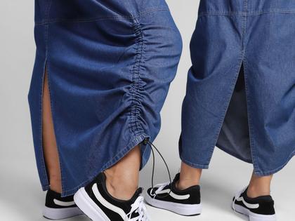 Imagem de Saia Midi Vista Magalu Jeans Parachute Denim City