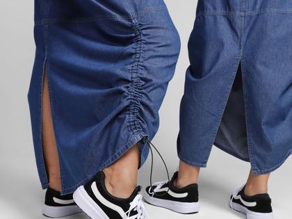 Imagem de Saia Midi Vista Magalu Jeans Parachute Denim City