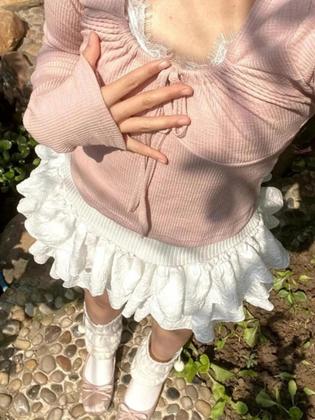 Imagem de Saia Mini De Cintura Alta Com Camadas E Babados Kawaii Para Meninas, Doce E Fofa, Estilo Y2K Lolita