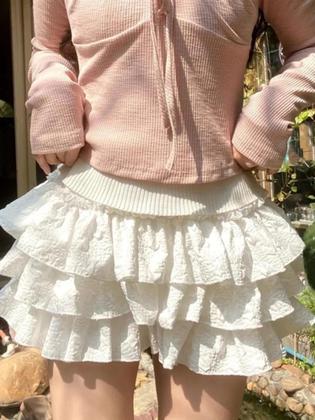 Imagem de Saia Mini De Cintura Alta Com Camadas E Babados Kawaii Para Meninas, Doce E Fofa, Estilo Y2K Lolita