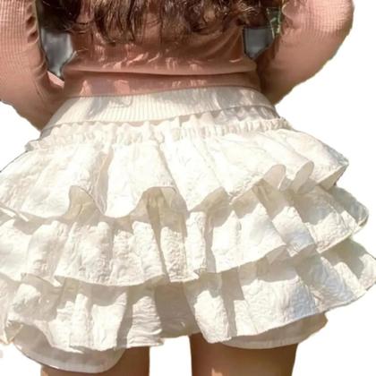 Imagem de Saia Mini De Cintura Alta Com Camadas E Babados Kawaii Para Meninas, Doce E Fofa, Estilo Y2K Lolita