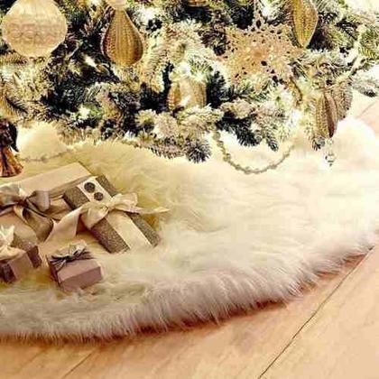 Imagem de Saia P/ Arvore De Natal Pelúcia Pelo Alto 7cm Branco 90cm