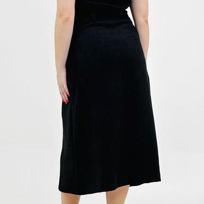 Imagem de Saia Pacific Blue Midi em Suede com Cinto Feminina