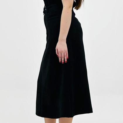 Imagem de Saia Pacific Blue Midi em Suede com Cinto Feminina