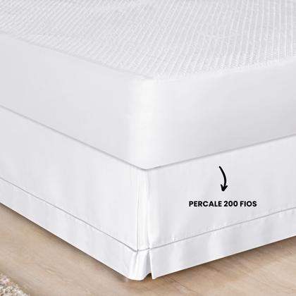 Imagem de Saia Para Cama Box Queen Percale 200 Fios 01 Peça Branco