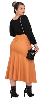 Imagem de Saia sereia midi moda evangélica com cinto de fivela