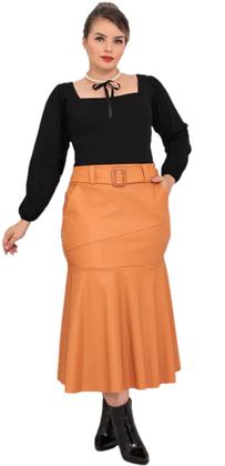 Imagem de Saia sereia midi moda evangélica com cinto de fivela