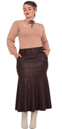 Imagem de Saia sereia midi moda evangélica com cinto de fivela