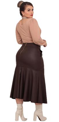 Imagem de Saia sereia midi moda evangélica com cinto de fivela