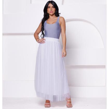 Imagem de Saia Tule Mídi Longa Forrada Lisa Moda Modesta Evangélica
