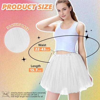 Imagem de Saia tutu BFONS de tule de 3 camadas para mulheres branca