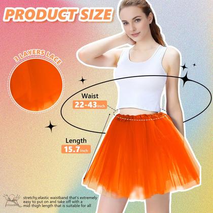 Imagem de Saia tutu BFONS para mulheres, tule laranja de 3 camadas