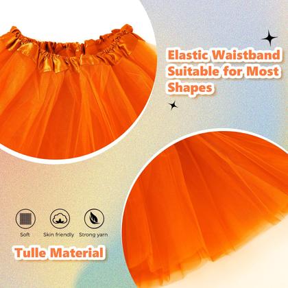 Imagem de Saia tutu BFONS para mulheres, tule laranja de 3 camadas