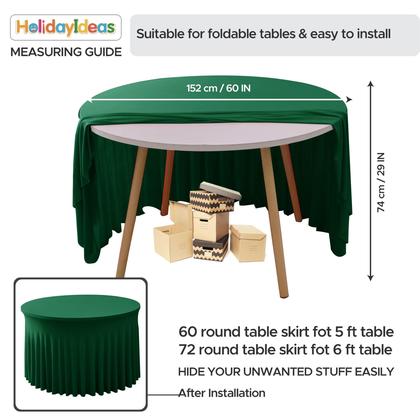 Imagem de Saias de mesa HolidayIdeas, pacote com 6, Hunter Green, 152 cm Drop