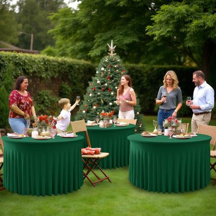 Imagem de Saias de mesa HolidayIdeas, pacote com 6, Hunter Green, 152 cm Drop