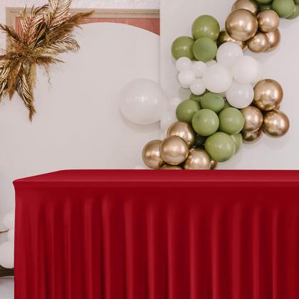 Imagem de Saias de mesa HolidayIdeas Red Spandex, pacote com 2 para mesas de 6 pés