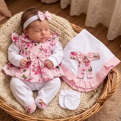 Imagem de Saída De Maternidade Bebê Menina Belinha Floral 05 Peças