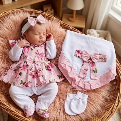 Imagem de Saída De Maternidade Bebê Menina Belinha Floral 05 Peças
