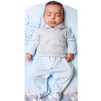 Imagem de Saída de Maternidade Com Porta Bebê Quentinho Menino Gabriel Azul