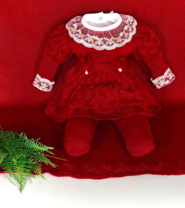 Imagem de Saída de maternidade de menina vestido bufante em tricot 4 peças