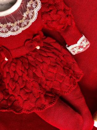 Imagem de Saída de maternidade de menina vestido bufante em tricot 4 peças