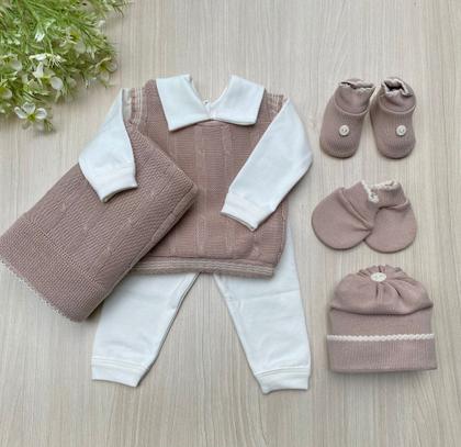 Imagem de Saída de maternidade em tricot Sanches Baby 7 peças completa