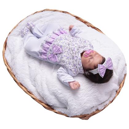Imagem de Saída de Maternidade Menina Aconchego Duda Floral Lilás 04 Peças P