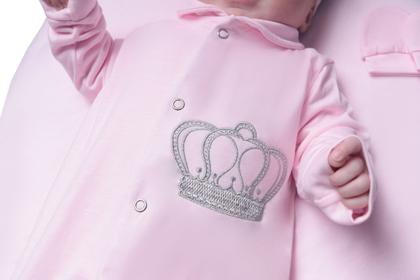 Imagem de Saída De Maternidade Menina Coroa Rosa 04 Peças Roupas de Bebê