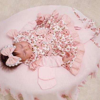 Imagem de Saída de Maternidade Menina Natalie Floral Rosê 05 Peças