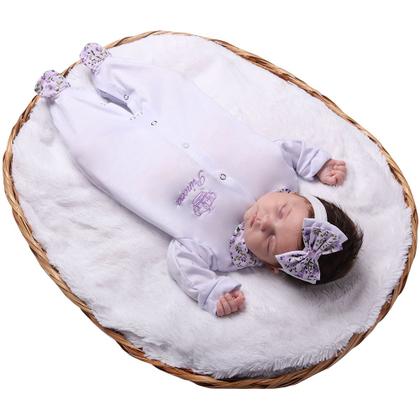 Imagem de Saída de Maternidade Menina Princesa Delicada Branco 04 Peças