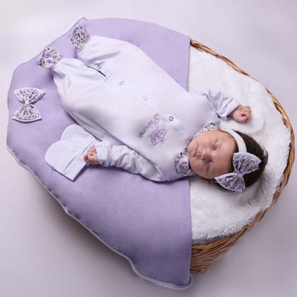Imagem de Saída de Maternidade Menina Princesa Delicada Branco 04 Peças