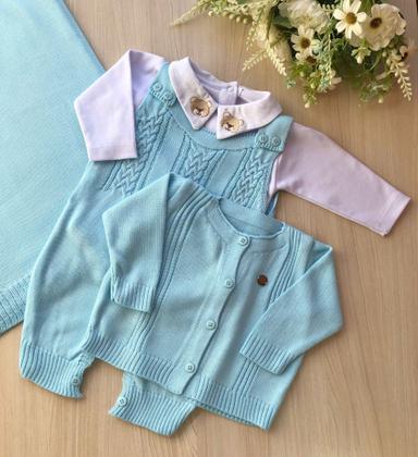 Imagem de Saída de Maternidade Menino Madrid Tricot 4 Peças Urso