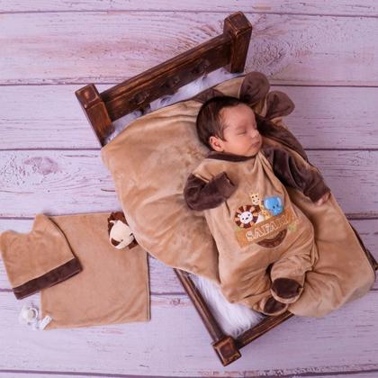 Imagem de Saída De Maternidade Para Menino Safari Bege Plush