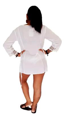 Imagem de Saida De Praia Bata Blusão Camisão Com Renda - G