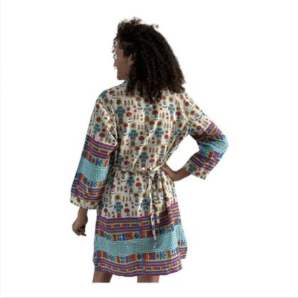 Imagem de Saida De Praia Bata Tunica Indiana Bata Feminina Estampada Floral  Viscose Moda Africana