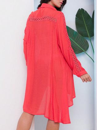 Imagem de Saída De Praia Chemise Camisão Feminina Botão Manga Longa