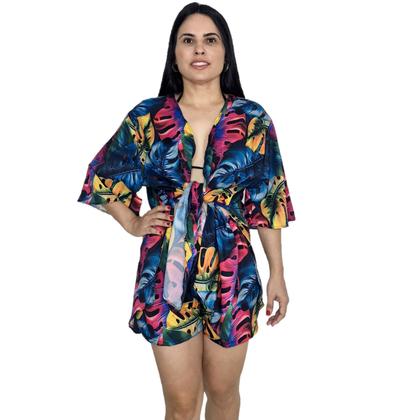 Imagem de Saída de praia conjunto Kimono camisão + Shorts