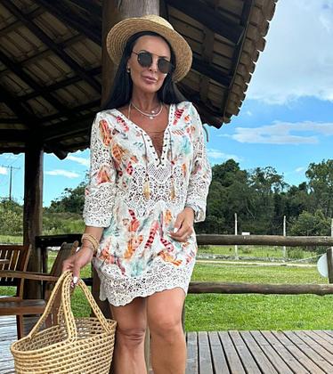 Imagem de Saida De Praia Feminino Boho Bohemia Macrame Algodão 2818