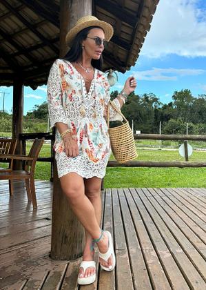 Imagem de Saida De Praia Feminino Boho Bohemia Macrame Algodão 2818